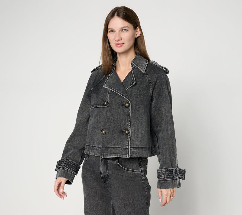 Carla Rockmore Collection Cropped Denim Trench Jacket — Main view