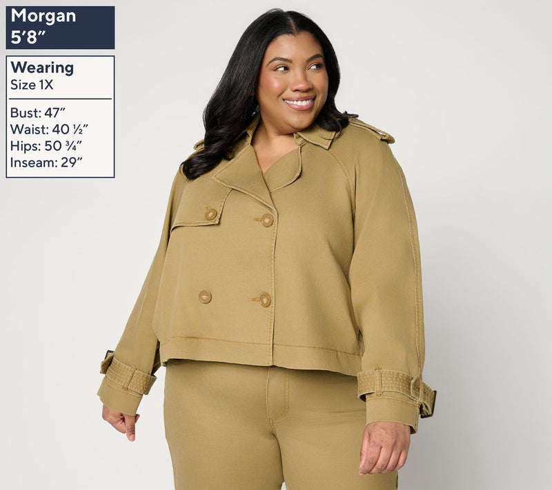 Carla Rockmore Collection Cropped Denim Trench Jacket — View 2