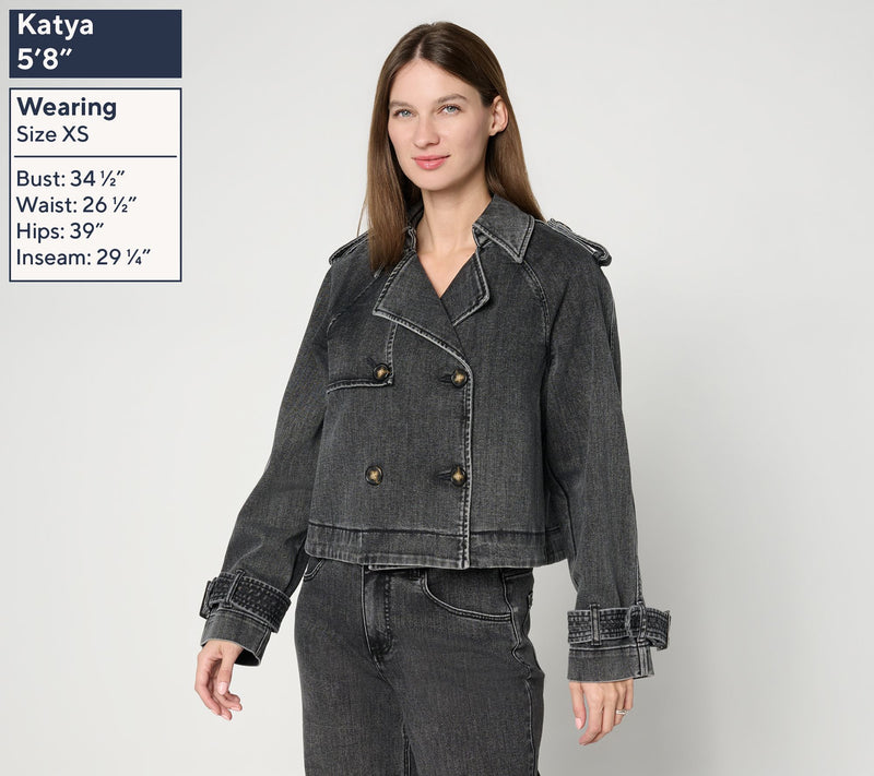 Carla Rockmore Collection Cropped Denim Trench Jacket — View 3