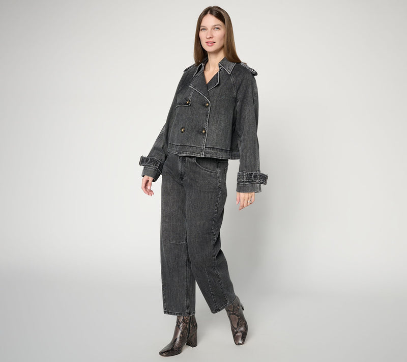 Carla Rockmore Collection Cropped Denim Trench Jacket — View 5