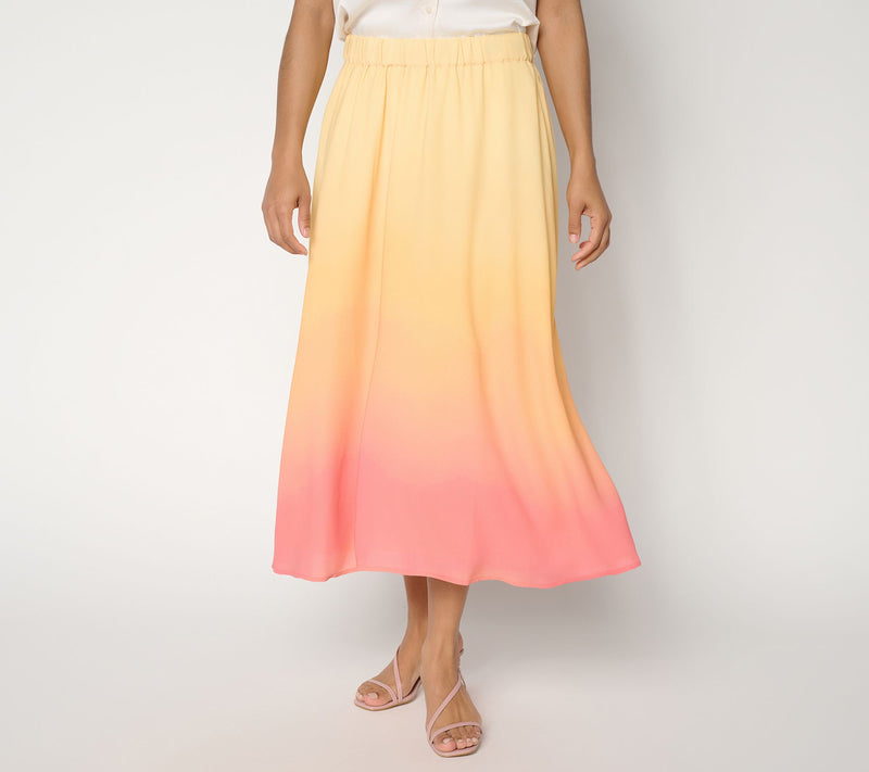 BEAUTIFUL by Lawrence Zarian Petite Printed Ombre Fit to Flare Skirt — View 11