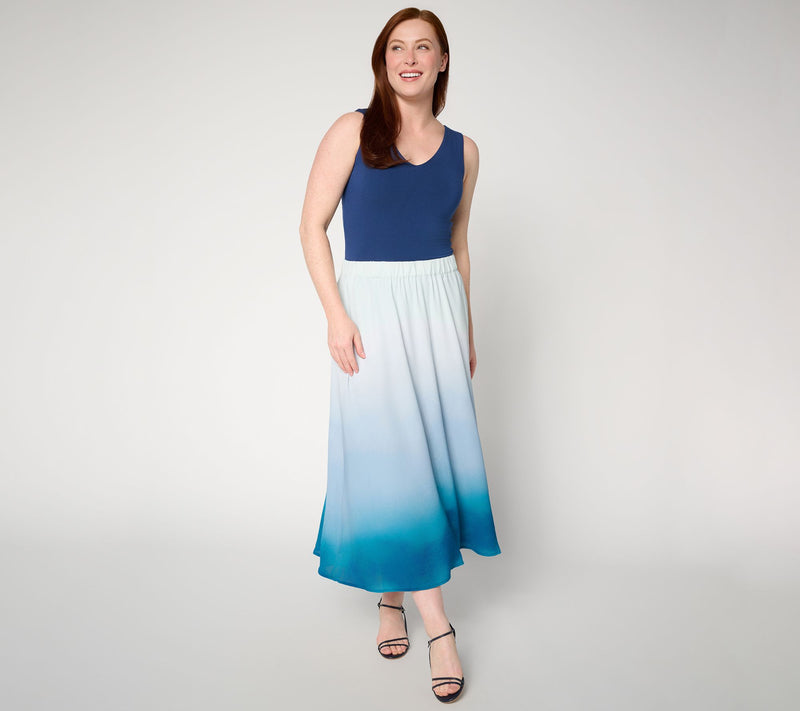 BEAUTIFUL by Lawrence Zarian Petite Printed Ombre Fit to Flare Skirt — View 5