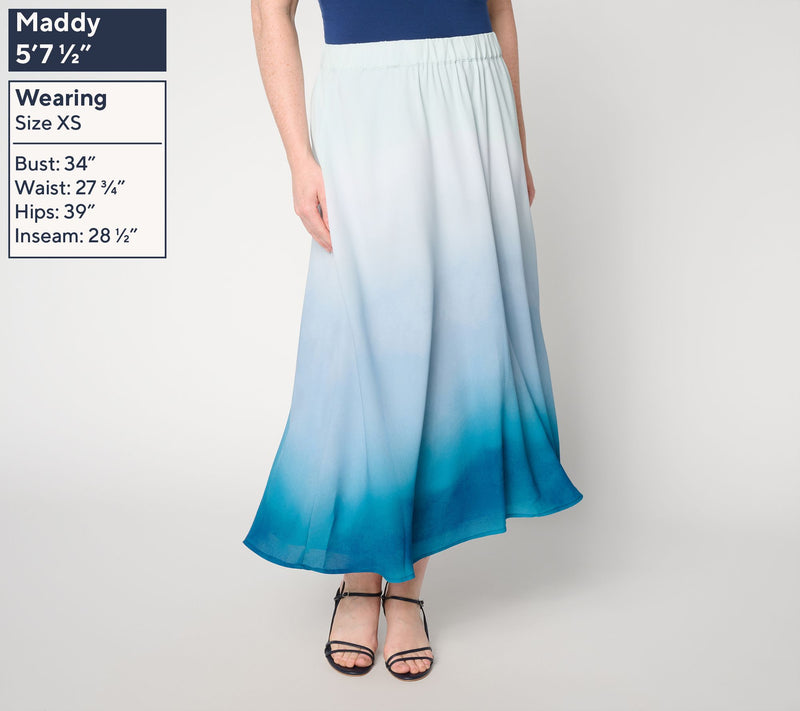 BEAUTIFUL by Lawrence Zarian Petite Printed Ombre Fit to Flare Skirt — View 3
