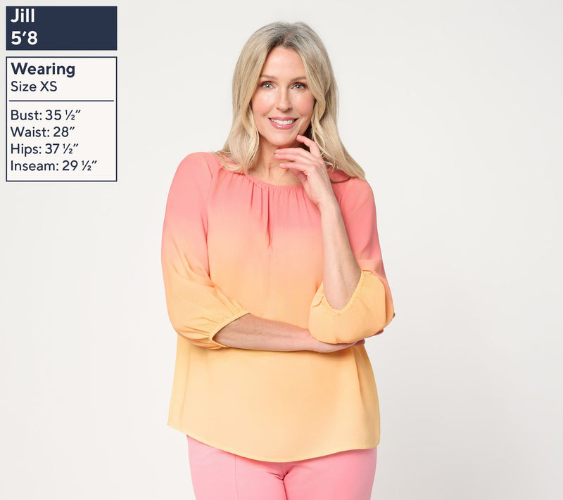 BEAUTIFUL by Lawrence Zarian Irresistible Printed Ombre Gathered Blouse — View 3
