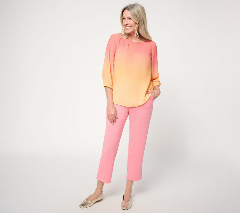 BEAUTIFUL by Lawrence Zarian Irresistible Printed Ombre Gathered Blouse — View 5