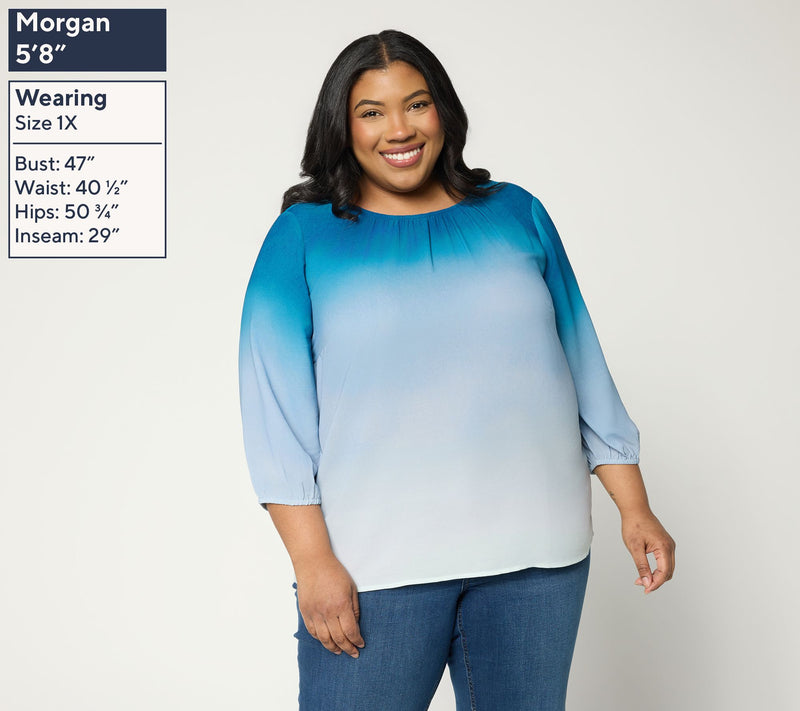 BEAUTIFUL by Lawrence Zarian Irresistible Printed Ombre Gathered Blouse — View 2