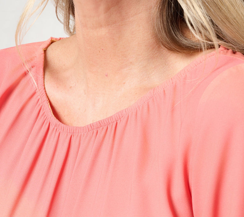 BEAUTIFUL by Lawrence Zarian Irresistible Printed Ombre Gathered Blouse — View 6
