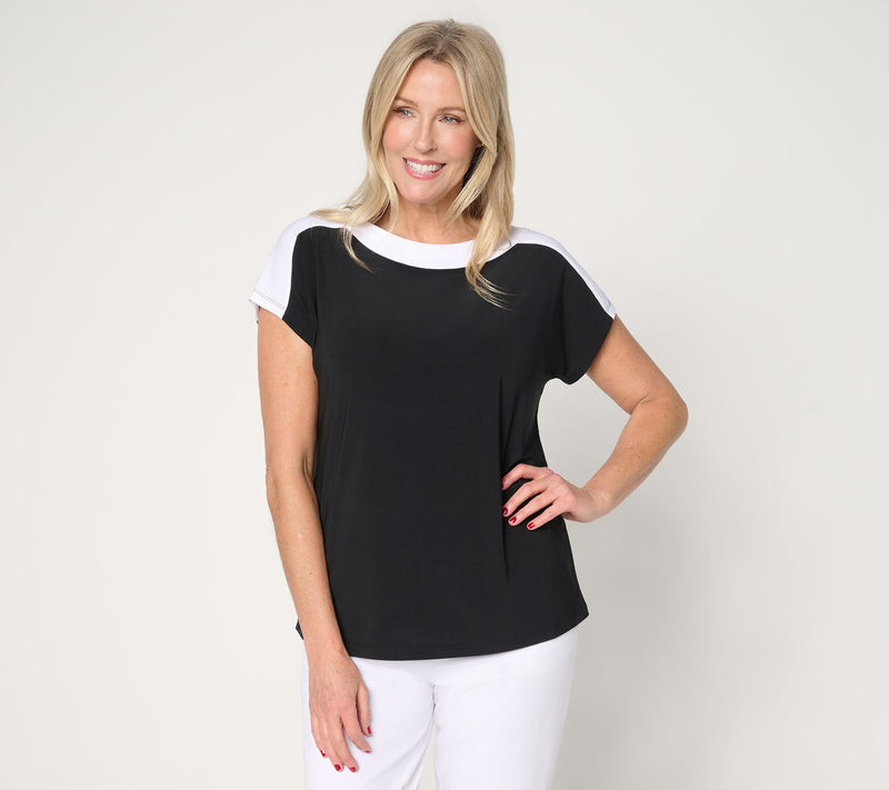 Attitudes by Renee Como Jersey Color Blocked Top — View 11