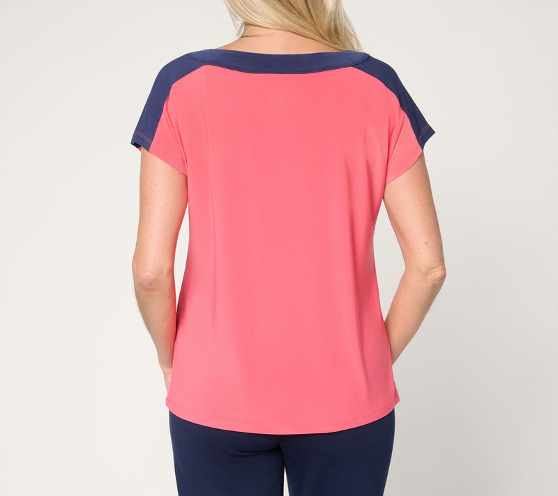 Attitudes by Renee Como Jersey Color Blocked Top — View 4