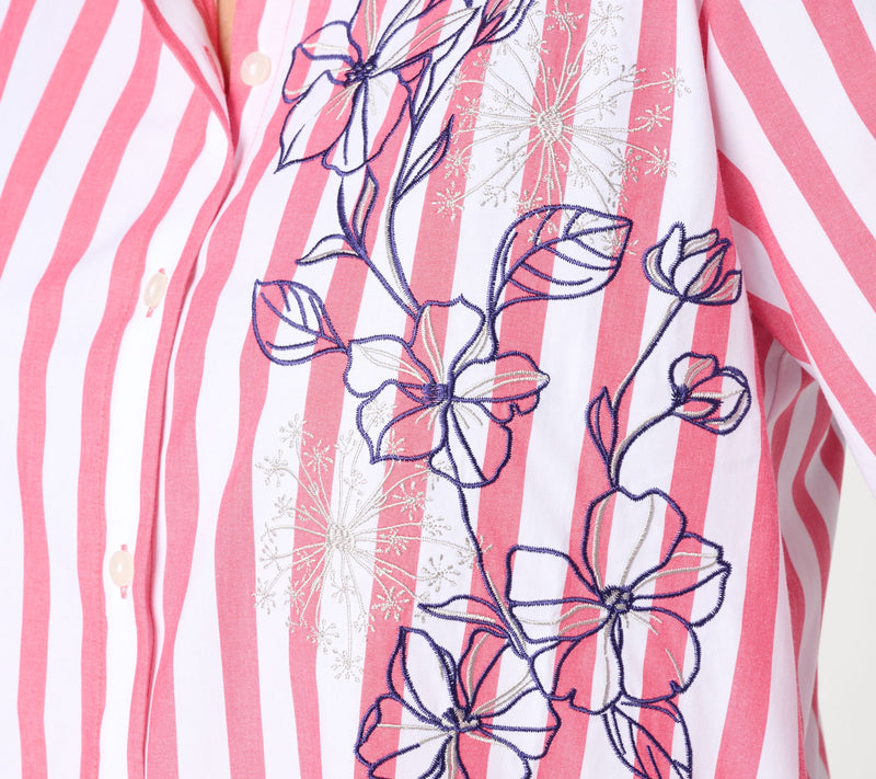 Attitudes by Renee Striped and Embroidered Top — View 6