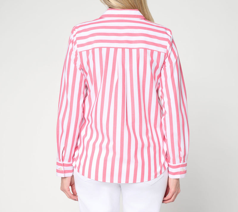 Attitudes by Renee Striped and Embroidered Top — View 4