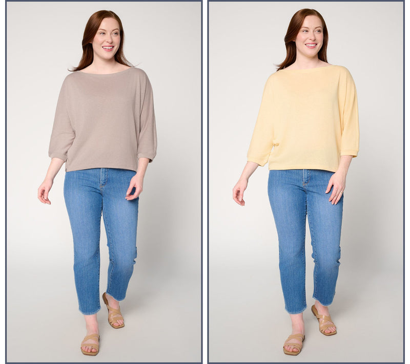 Barefoot Dreams Malibu Collection Slub Jersey 2 Pack Dolman Tees — View 15