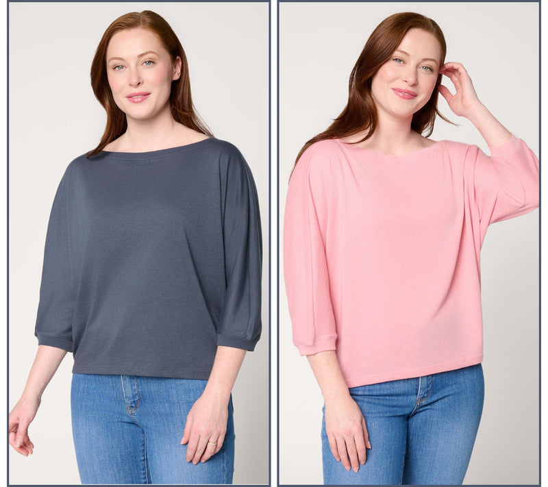 Barefoot Dreams Malibu Collection Slub Jersey 2 Pack Dolman Tees — View 7