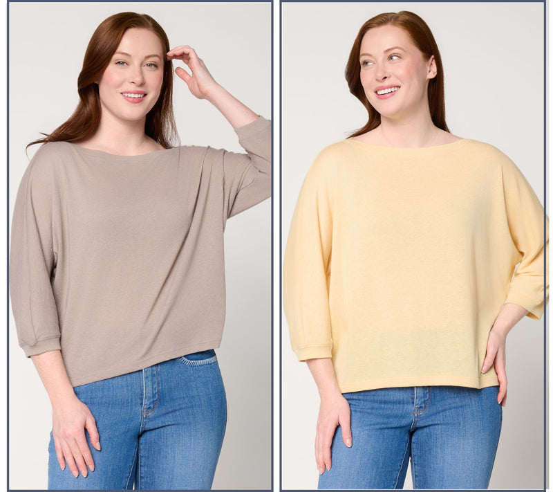 Barefoot Dreams Malibu Collection Slub Jersey 2 Pack Dolman Tees — View 3