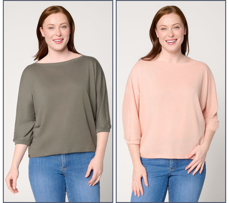 Barefoot Dreams Malibu Collection Slub Jersey 2 Pack Dolman Tees — View 11