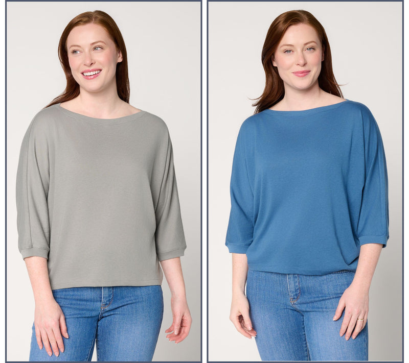 Barefoot Dreams Malibu Collection Slub Jersey 2 Pack Dolman Tees — View 5