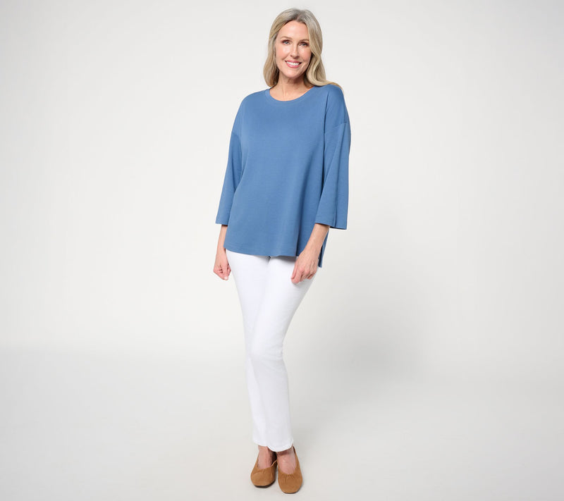 Martha Stewart Signature Essentials 3/4-Sleeve Hi-Low Top — View 5