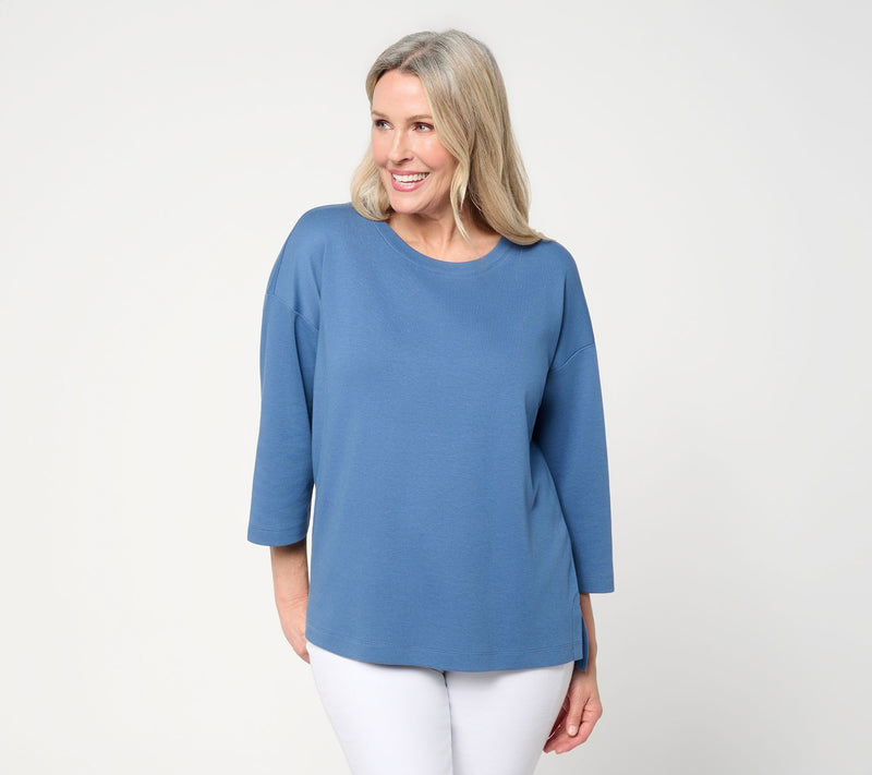 Martha Stewart Signature Essentials 3/4-Sleeve Hi-Low Top — Main view