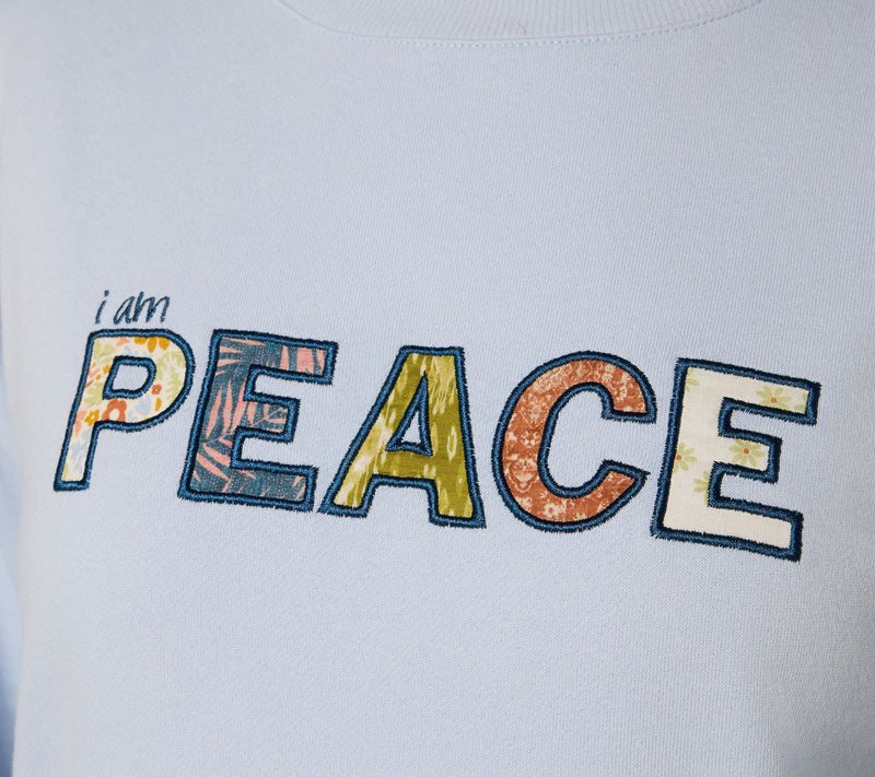 Peace Love World Affirmation Applique Crew Neck Pullover — View 6