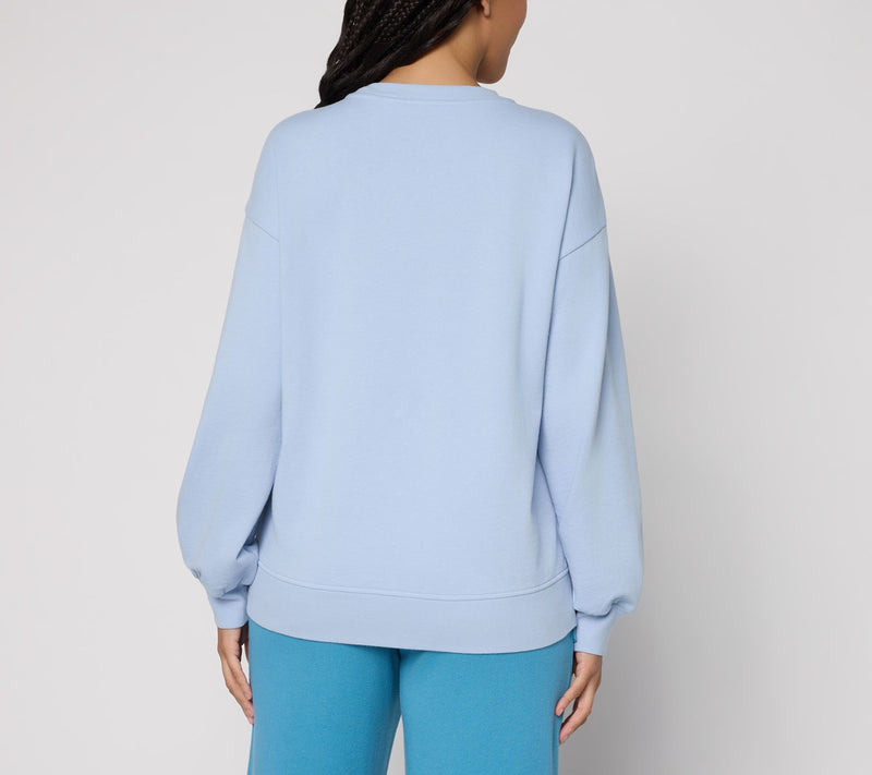 Peace Love World Affirmation Applique Crew Neck Pullover — View 4