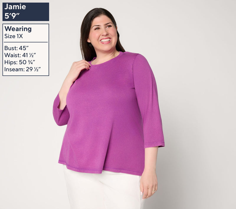 LOGO Principles by Lori Goldstein Stitch Detail 3/4 Sleeve Top — View 7
