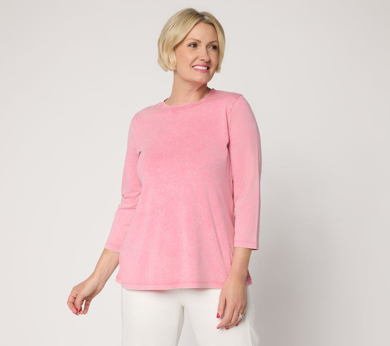 LOGO Principles by Lori Goldstein Stitch Detail 3/4 Sleeve Top — Main view