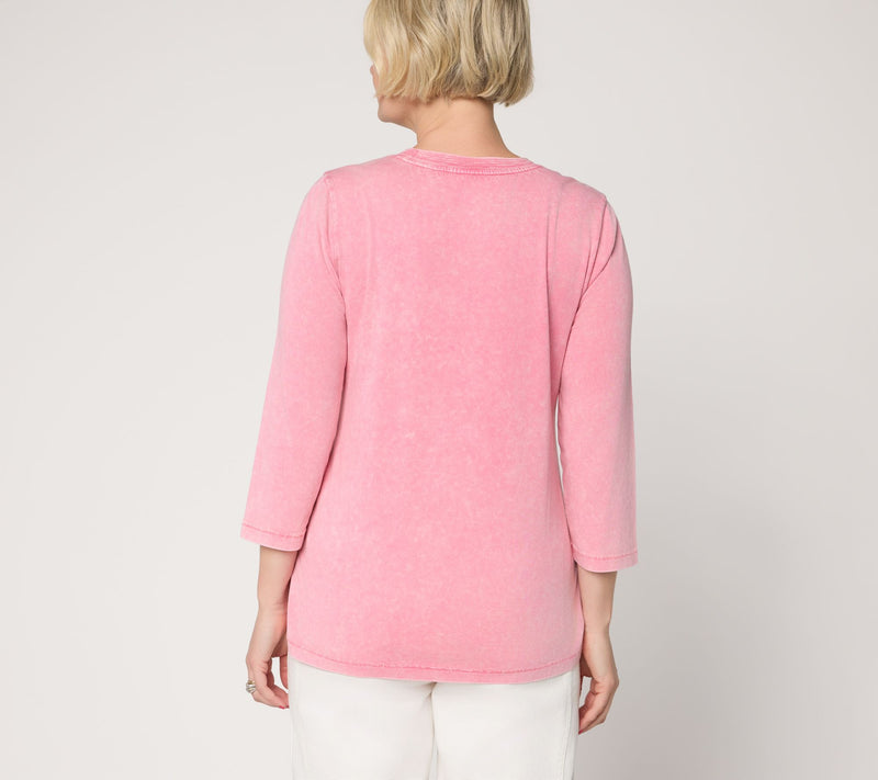 LOGO Principles by Lori Goldstein Stitch Detail 3/4 Sleeve Top — View 9