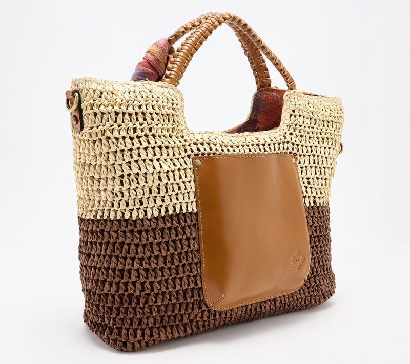 Patricia Nash Gabriella Raffia Tote with Scarf — View 2