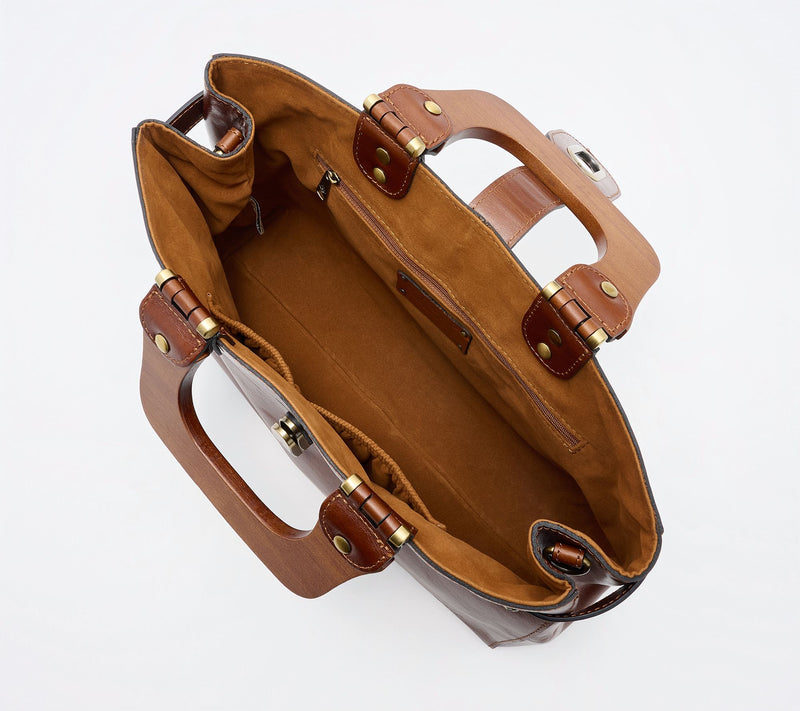Patricia Nash Sansia Wooden Top Handle Satchel Bag — View 3