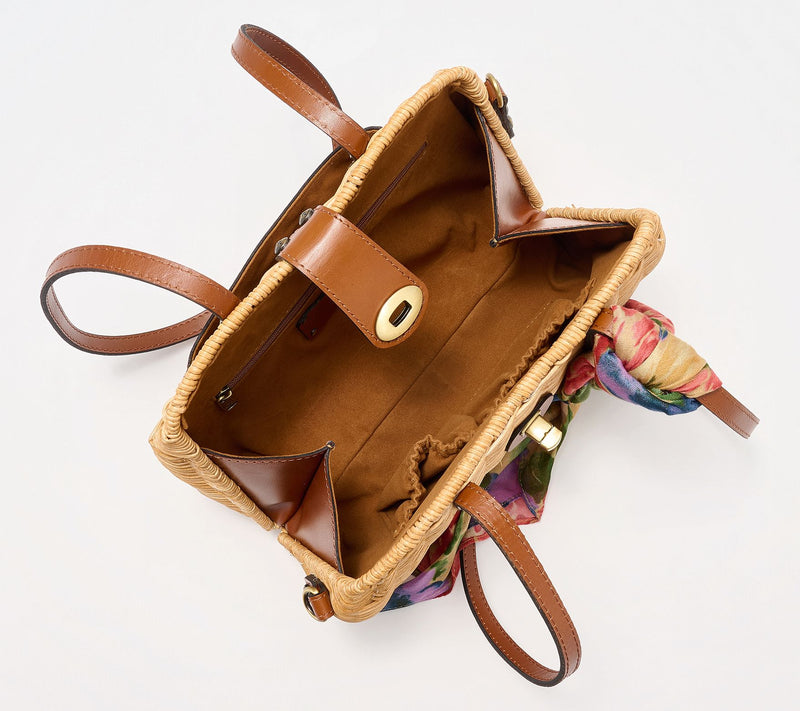 Patricia Nash Isere Wicker Satchel with Scarf — View 3