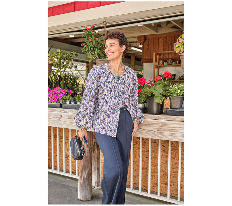 by Stacy London Grand Dame Floral Jacquard Bubble Sleeve Jacket — View 6