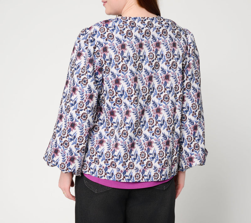 by Stacy London Grand Dame Floral Jacquard Bubble Sleeve Jacket — View 3