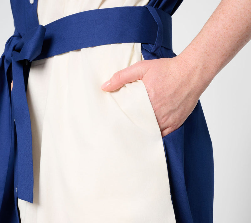 by Stacy London Regular Colorblock Belted Shirtdress — View 8