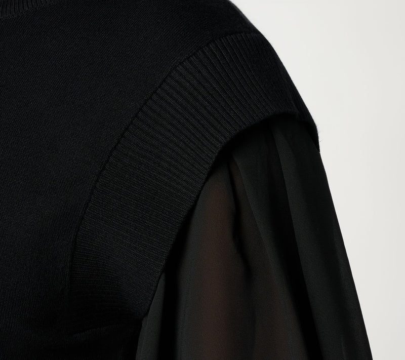 by Stacy London Crew Neck Chiffon Sleeve Sweater — View 7