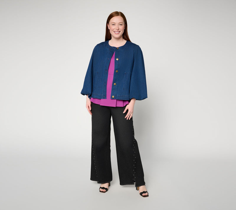 by Stacy London Grand Dame Bubble Sleeve Denim Jacket — View 4