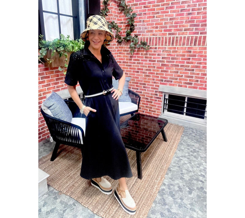 Joan Rivers Regular Eyelet Short-Sleeve Henley Midi Dress — View 7