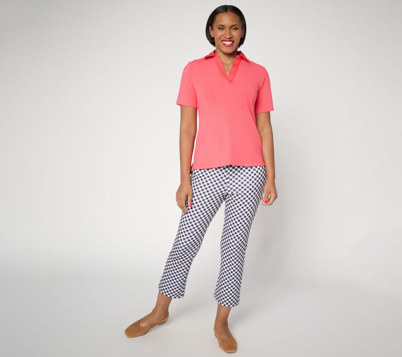 Joan Rivers Wardrobe Builders Woven Collar Knit Polo — View 5