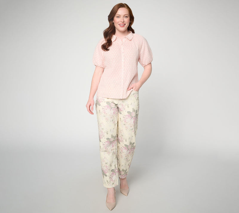 Me by Jennie Garth 100% Cotton Crosshatch Button Up Shirt — View 5