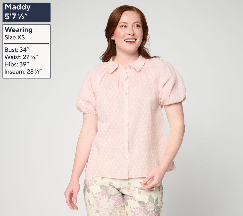 Me by Jennie Garth 100% Cotton Crosshatch Button Up Shirt — View 3