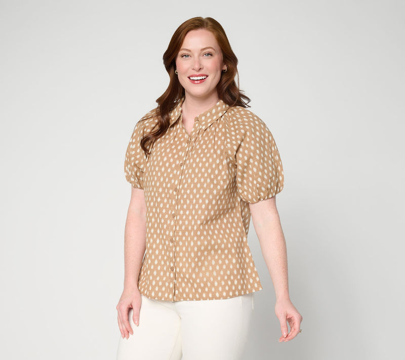 Me by Jennie Garth 100% Cotton Crosshatch Button Up Shirt — View 13