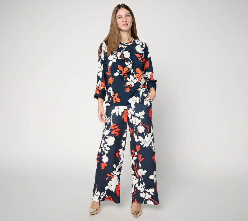 Carla Rockmore Collection Petite Pull-On Wide Leg Ponte Pants — View 8