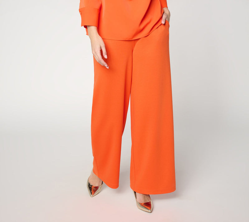 Carla Rockmore Collection Petite Pull-On Wide Leg Ponte Pants — View 2