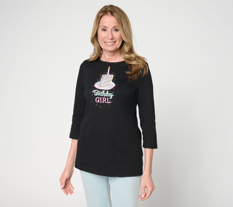Quacker Factory Birthday Girl 3/4 Sleeve Top — View 10