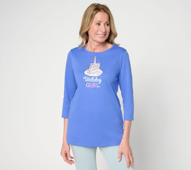 Quacker Factory Birthday Girl 3/4 Sleeve Top — View 11