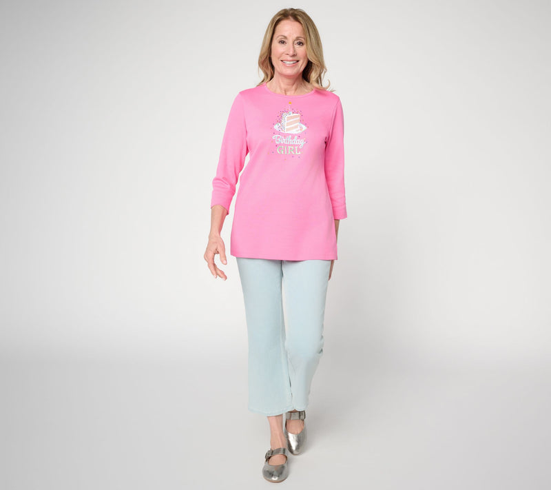 Quacker Factory Birthday Girl 3/4 Sleeve Top — View 5
