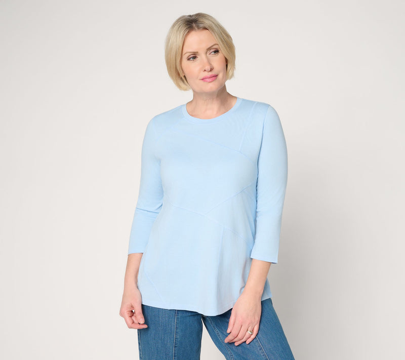 LOGO by Lori Goldstein 3/4 Sleeve Patchwork Seam Top — View 10