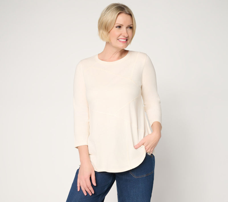 LOGO by Lori Goldstein 3/4 Sleeve Patchwork Seam Top — View 13