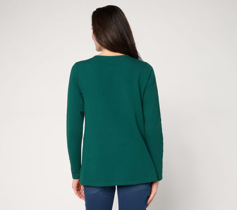 Quacker Factory Feelin' Lucky French Terry Long Sleeve Top — View 4