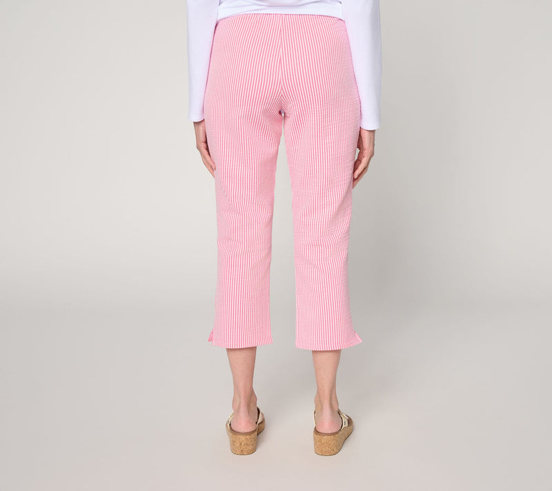 Quacker Factory Knit Seersucker 23" Straight Crop Pant — View 4