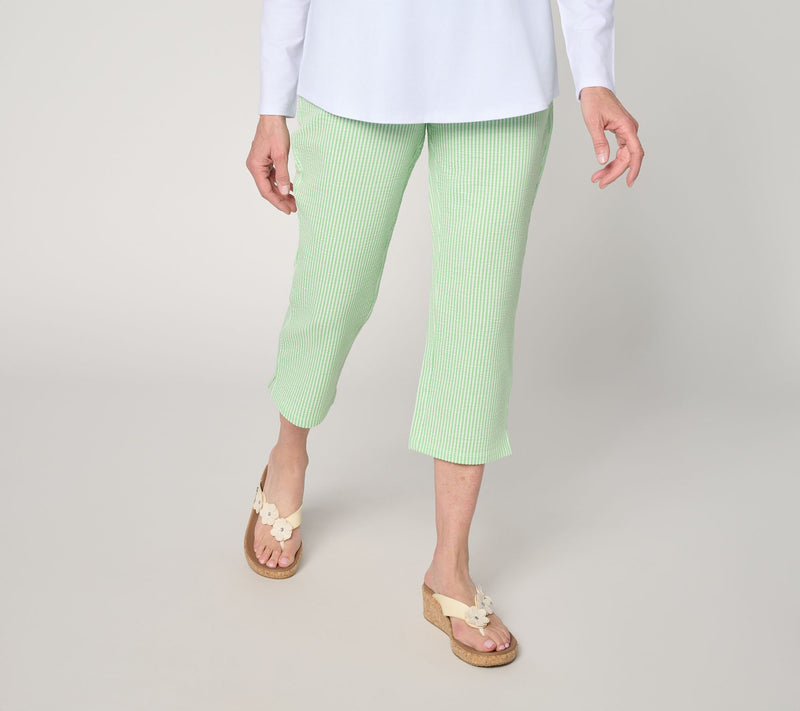 Quacker Factory Knit Seersucker 23" Straight Crop Pant — View 10